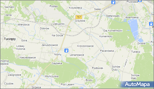 mapa Krzczonowice gmina Staszów, Krzczonowice gmina Staszów na mapie Targeo