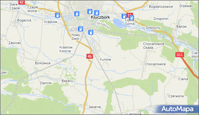 mapa Kuniów, Kuniów na mapie Targeo