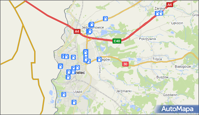 mapa Łagów gmina Zgorzelec, Łagów gmina Zgorzelec na mapie Targeo