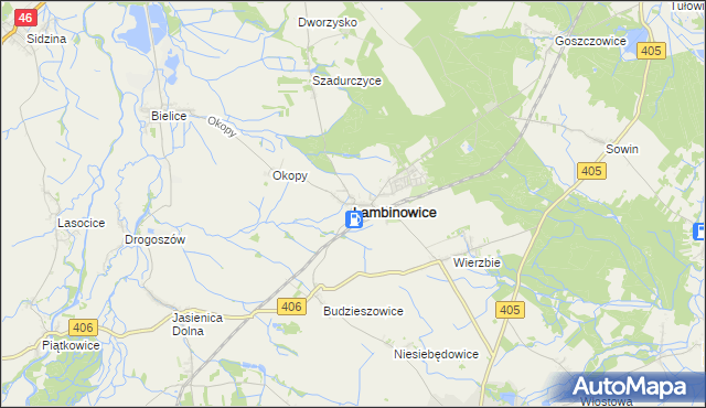 mapa Łambinowice, Łambinowice na mapie Targeo