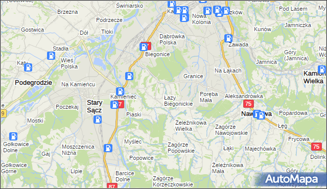 mapa Łazy Biegonickie, Łazy Biegonickie na mapie Targeo
