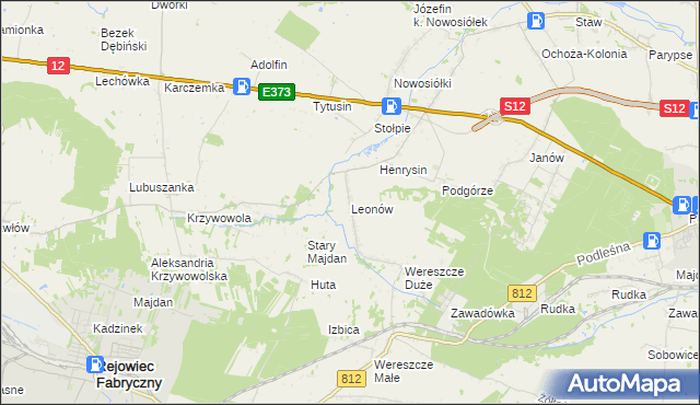 mapa Leonów gmina Rejowiec, Leonów gmina Rejowiec na mapie Targeo
