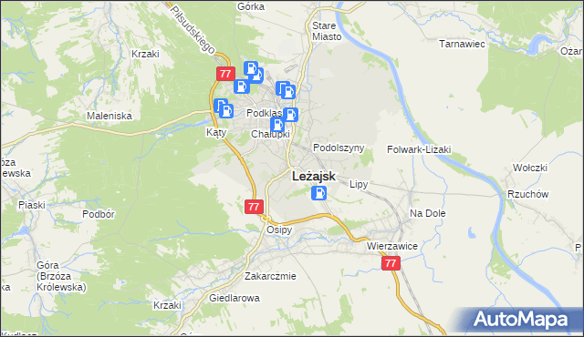 mapa Leżajsk, Leżajsk na mapie Targeo
