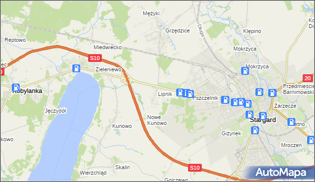 mapa Lipnik gmina Stargard, Lipnik gmina Stargard na mapie Targeo