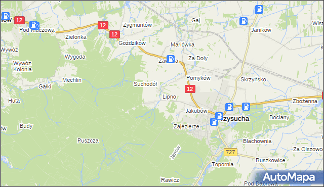 mapa Lipno gmina Przysucha, Lipno gmina Przysucha na mapie Targeo