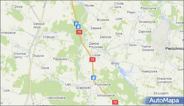 mapa Lisów gmina Morawica, Lisów gmina Morawica na mapie Targeo