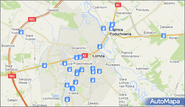 mapa Łomży, Łomża na mapie Targeo