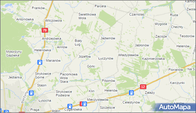 mapa Łuczynów gmina Policzna, Łuczynów gmina Policzna na mapie Targeo