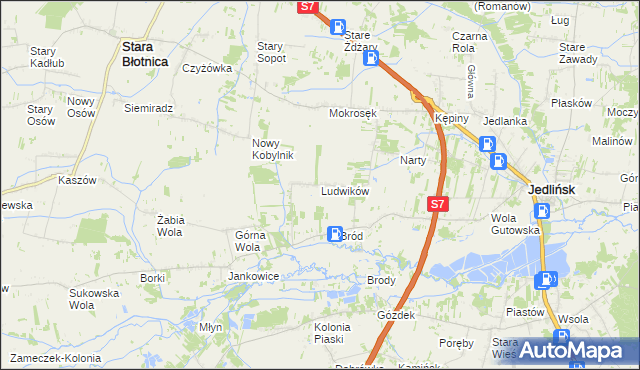 mapa Ludwików gmina Jedlińsk, Ludwików gmina Jedlińsk na mapie Targeo