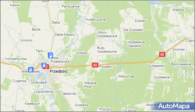 mapa Ludwików gmina Przedbórz, Ludwików gmina Przedbórz na mapie Targeo