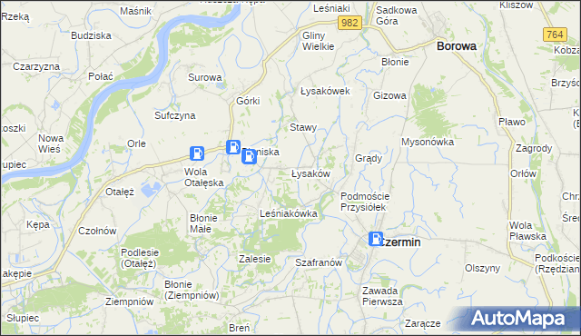 mapa Łysaków gmina Czermin, Łysaków gmina Czermin na mapie Targeo