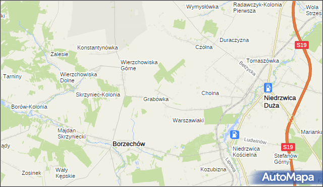 mapa Majdan Borzechowski, Majdan Borzechowski na mapie Targeo