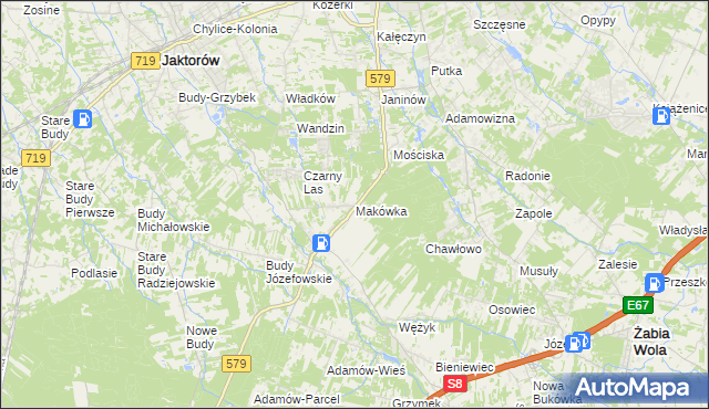 mapa Makówka gmina Grodzisk Mazowiecki, Makówka gmina Grodzisk Mazowiecki na mapie Targeo