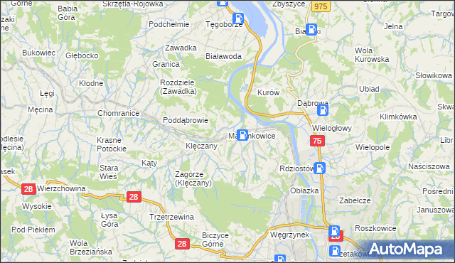 mapa Marcinkowice gmina Chełmiec, Marcinkowice gmina Chełmiec na mapie Targeo