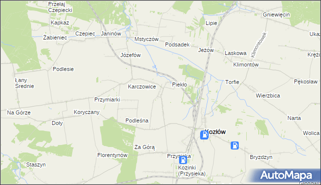 mapa Marcinowice gmina Kozłów, Marcinowice gmina Kozłów na mapie Targeo