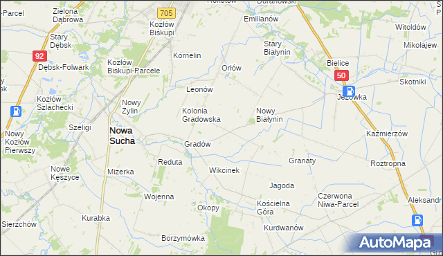 mapa Marysinek gmina Nowa Sucha, Marysinek gmina Nowa Sucha na mapie Targeo