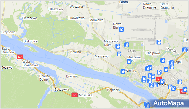 mapa Maszewo gmina Stara Biała, Maszewo gmina Stara Biała na mapie Targeo