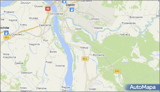 mapa Matygi, Matygi na mapie Targeo