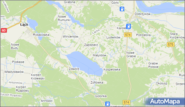 mapa Matyldów gmina Łąck, Matyldów gmina Łąck na mapie Targeo