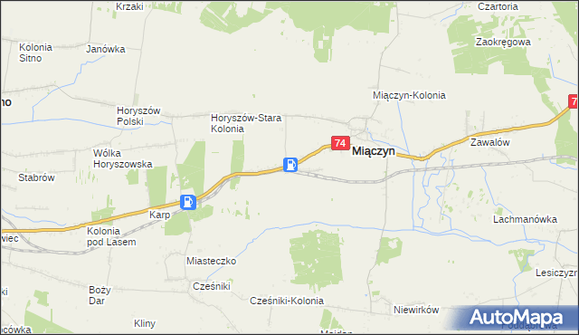 mapa Miączyn-Stacja, Miączyn-Stacja na mapie Targeo