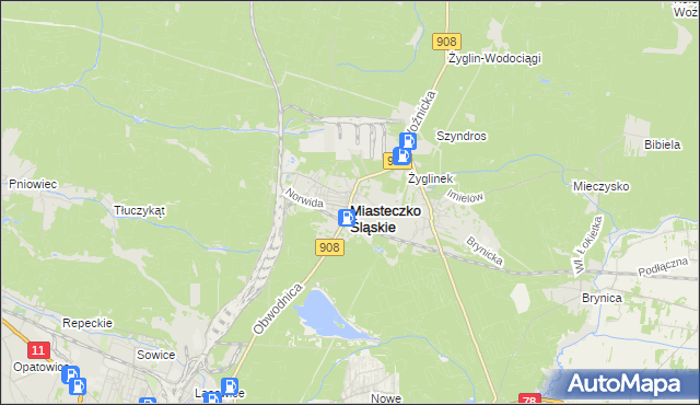mapa Miasteczko Śląskie, Miasteczko Śląskie na mapie Targeo