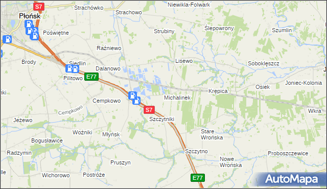 mapa Michalinek gmina Płońsk, Michalinek gmina Płońsk na mapie Targeo