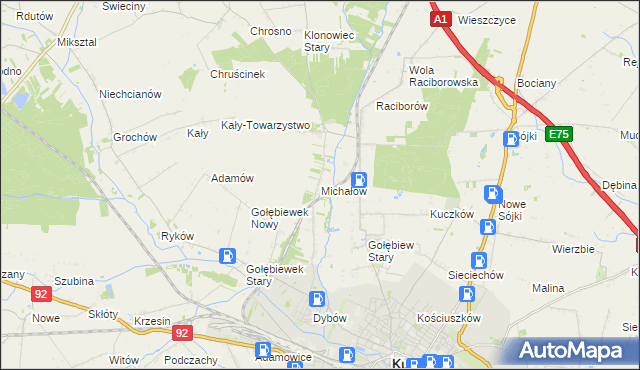 mapa Michałów gmina Kutno, Michałów gmina Kutno na mapie Targeo
