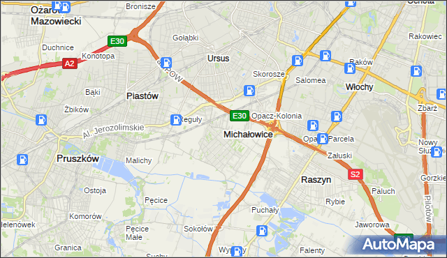 mapa Michałowice powiat pruszkowski, Michałowice powiat pruszkowski na mapie Targeo