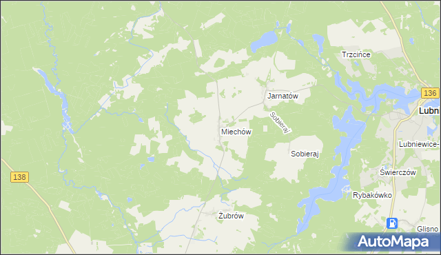 mapa Miechów gmina Sulęcin, Miechów gmina Sulęcin na mapie Targeo