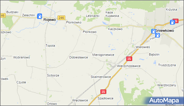 mapa Mierogoniewice, Mierogoniewice na mapie Targeo