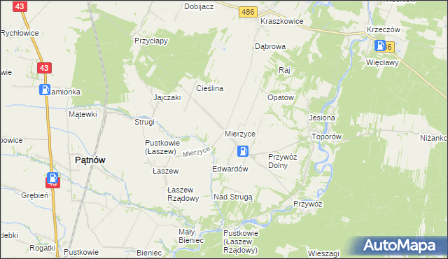 mapa Mierzyce, Mierzyce na mapie Targeo