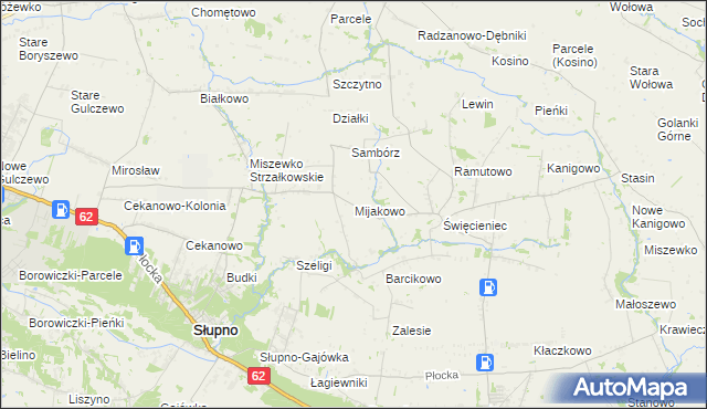 mapa Mijakowo, Mijakowo na mapie Targeo