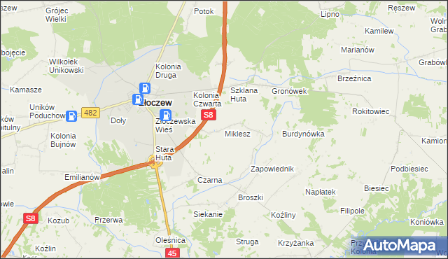 mapa Miklesz, Miklesz na mapie Targeo