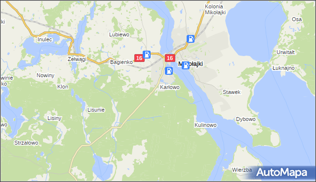 mapa Mikołajki powiat mrągowski, Mikołajki powiat mrągowski na mapie Targeo
