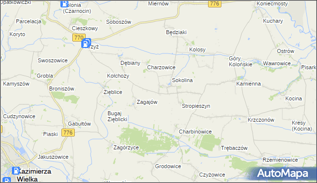 mapa Mikołajów gmina Czarnocin, Mikołajów gmina Czarnocin na mapie Targeo