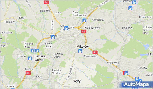 mapa Mikołów, Mikołów na mapie Targeo
