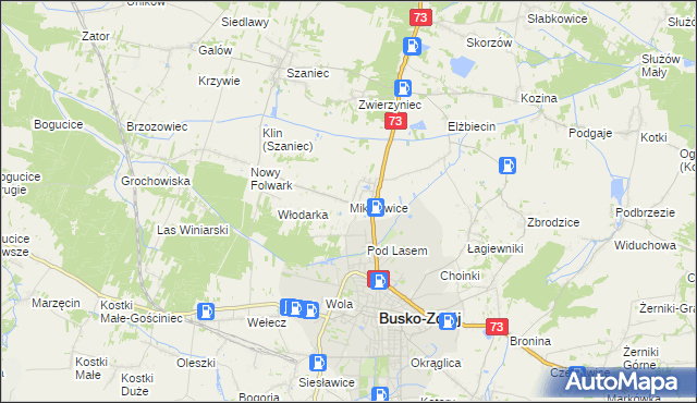 mapa Mikułowice gmina Busko-Zdrój, Mikułowice gmina Busko-Zdrój na mapie Targeo