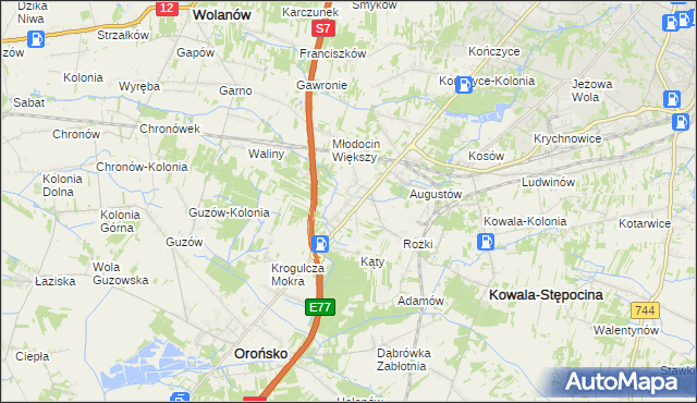 mapa Młodocin Mniejszy, Młodocin Mniejszy na mapie Targeo