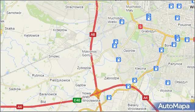 mapa Mokronos Dolny, Mokronos Dolny na mapie Targeo