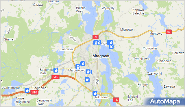 mapa Mrągowo, Mrągowo na mapie Targeo