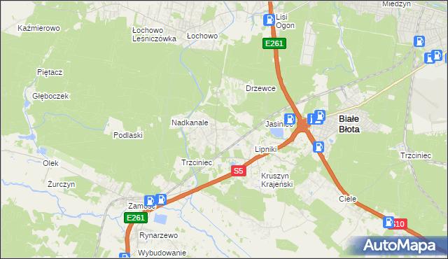mapa Murowaniec gmina Białe Błota, Murowaniec gmina Białe Błota na mapie Targeo