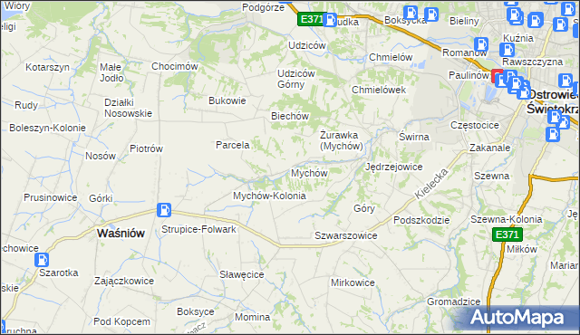 mapa Mychów, Mychów na mapie Targeo