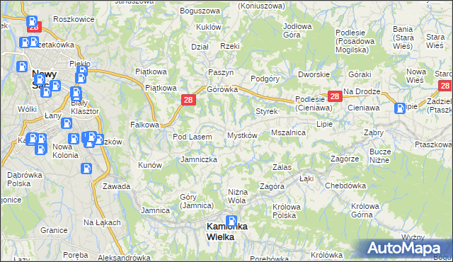 mapa Mystków, Mystków na mapie Targeo