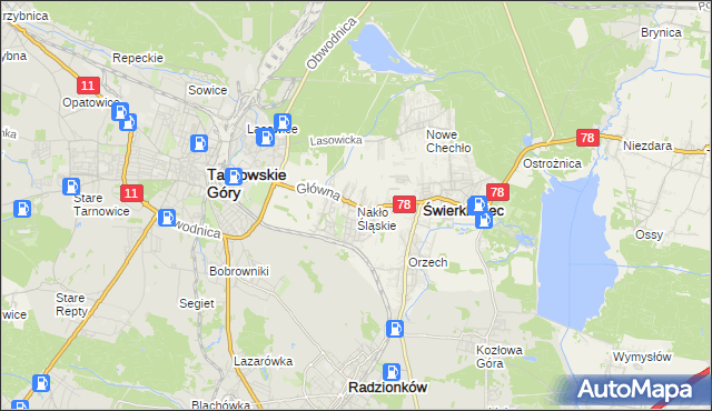 mapa Nakło Śląskie, Nakło Śląskie na mapie Targeo