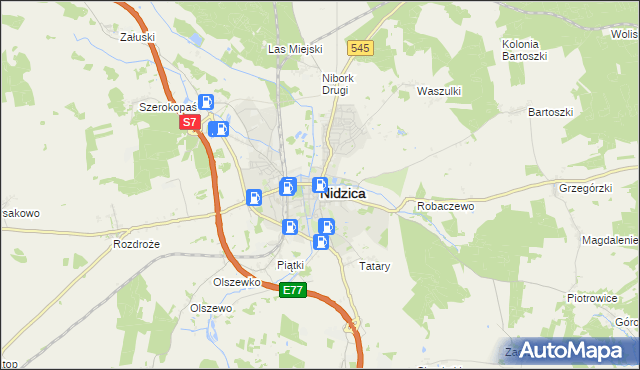 mapa Nidzica, Nidzica na mapie Targeo