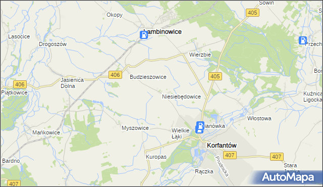 mapa Niesiebędowice, Niesiebędowice na mapie Targeo