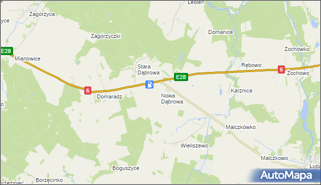 mapa Nowa Dąbrowa gmina Potęgowo, Nowa Dąbrowa gmina Potęgowo na mapie Targeo