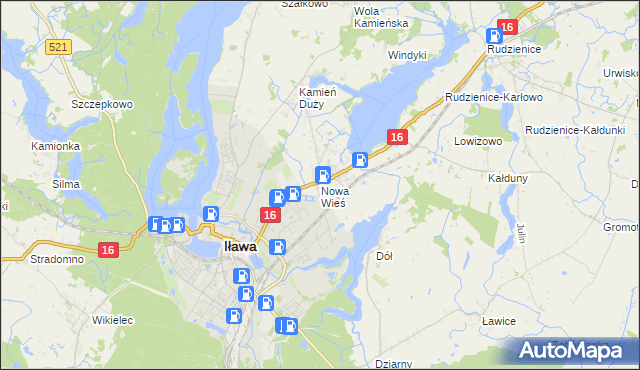 mapa Nowa Wieś gmina Iława, Nowa Wieś gmina Iława na mapie Targeo