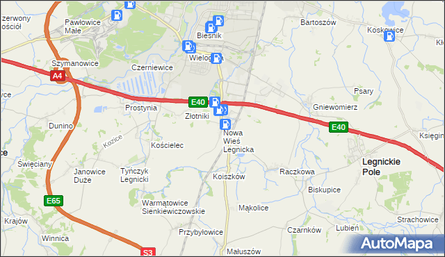 mapa Nowa Wieś Legnicka, Nowa Wieś Legnicka na mapie Targeo