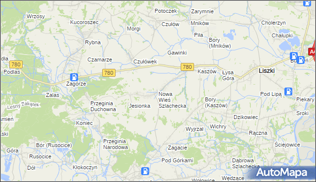 mapa Nowa Wieś Szlachecka, Nowa Wieś Szlachecka na mapie Targeo